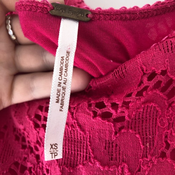 Free People Hot Pink Lace Scoop Neck Dress - Picture 3 of 6